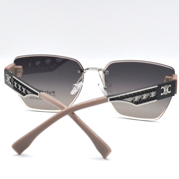 Celine Women Rimless Sunglasses | Tan/Silver/Black | New | No Box | No Tags - Picture 2 of 16